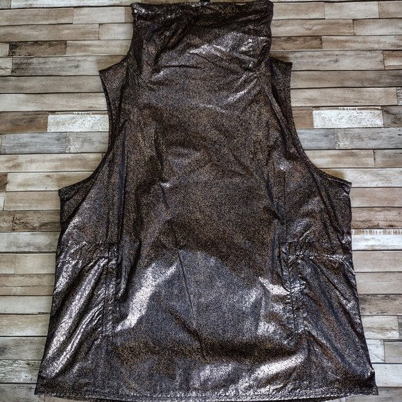 Fabletics Jackets & Blazers - FABLETICS Vest Womens Size XL Rose Gold Black Shimmer Sleeveless Jacket